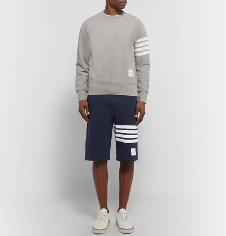 THOM BROWNE Blue Jersey Sweatshirt With 4bar Detail