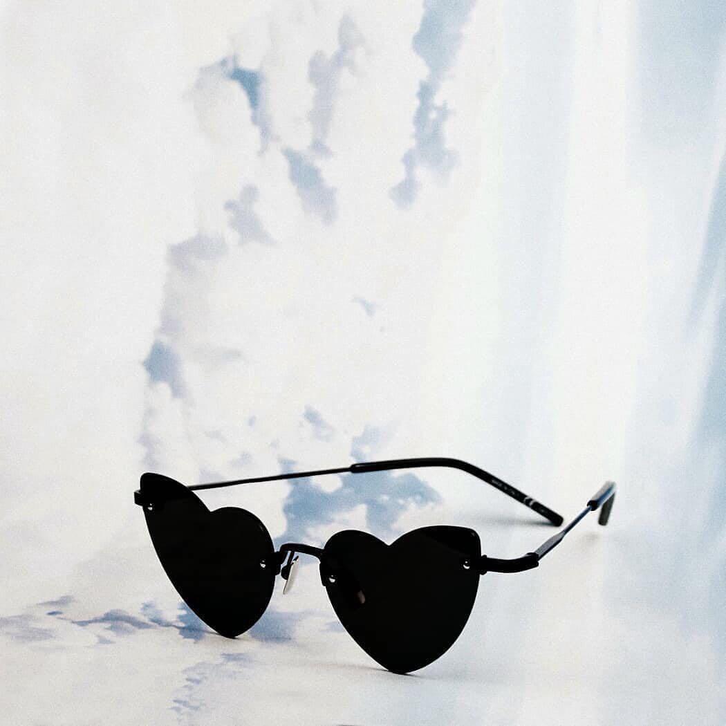 SAINT LAURENT Heart Frame Acetate Sunglasses In Black