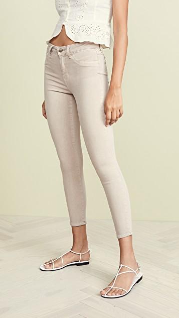 L'AGENCE Margot Cropped Coated High-rise Skinny Jeans In Biscuit