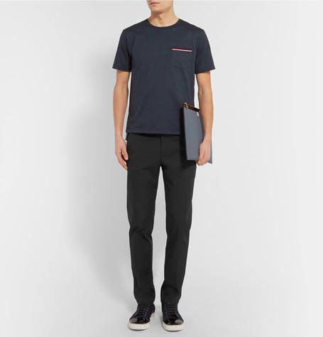 LANVIN Cap-toe Suede And Patent-leather Sneakers In Blue