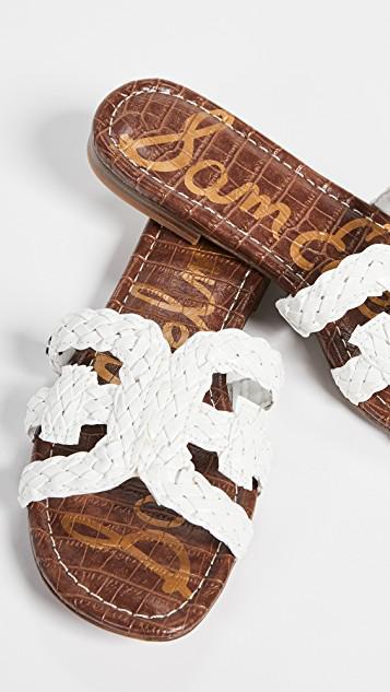 SAM EDELMAN Bay' Leather Slide Sandals In White