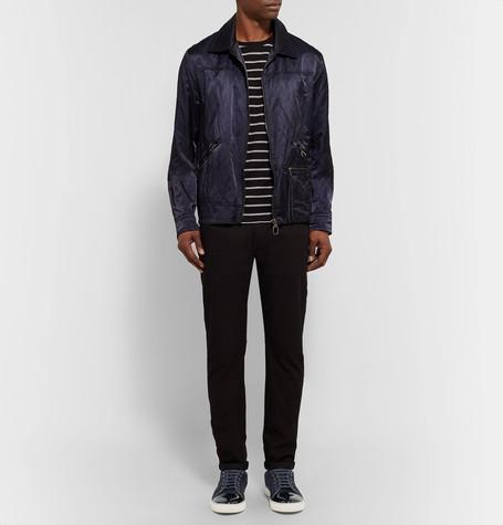 LANVIN Cap-toe Suede And Patent-leather Sneakers In Blue