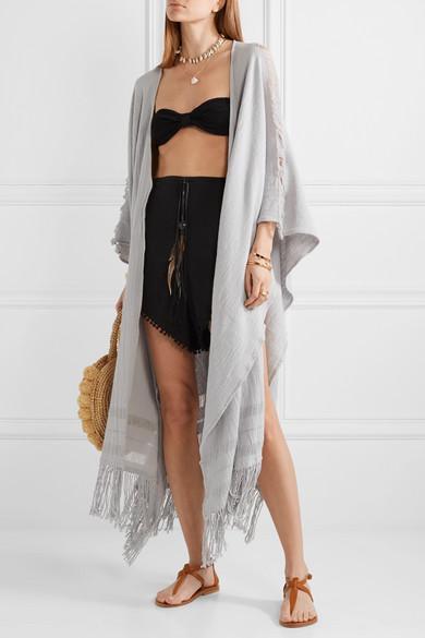 HUNZA G Black Stretch Nylon Jean Bikini In Multi