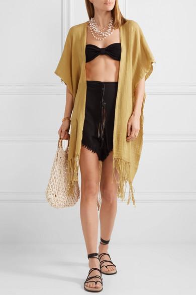 HUNZA G Black Stretch Nylon Jean Bikini In Multi