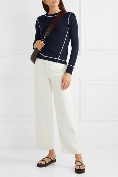 FRAME Womens White Le Pixie Slim Palazzo Wide-leg High-rise Stretch Denim-blend Jeans