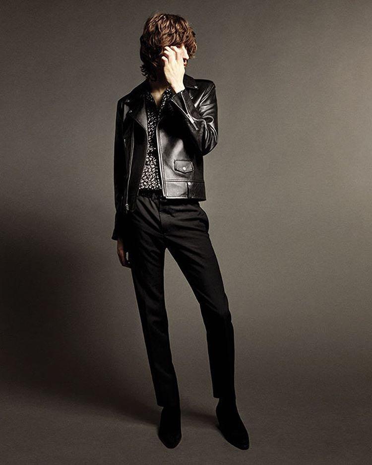 SAINT LAURENT Classic Motorcycle Puffer Jackets Black