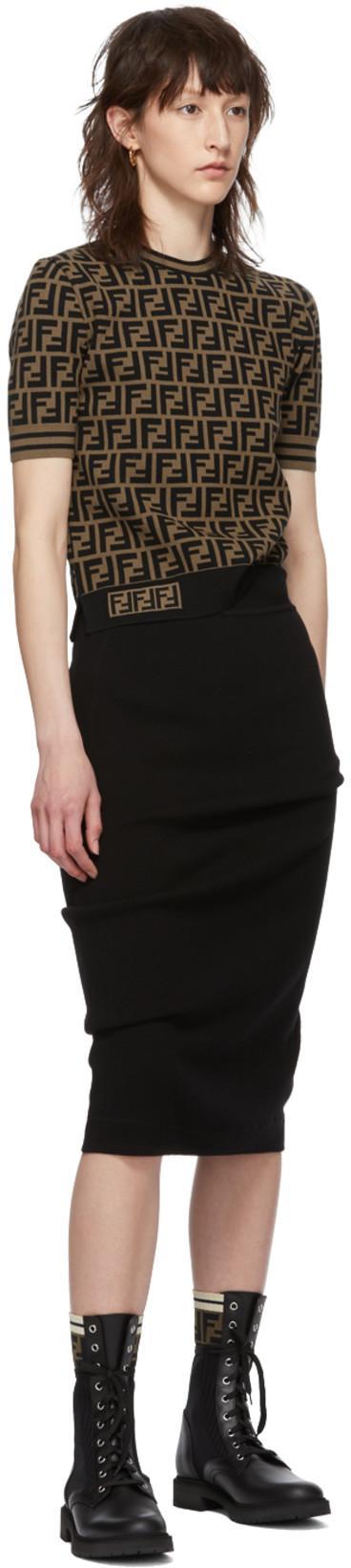 FENDI Rockoko Chelsea Sock Combat Boot In Black