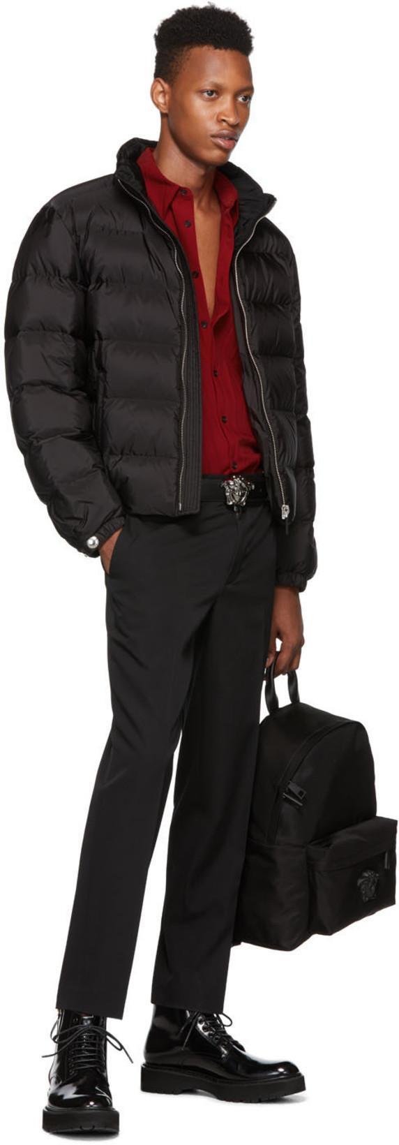 VERSACE La Medusa Reversible Leather Belt In Black