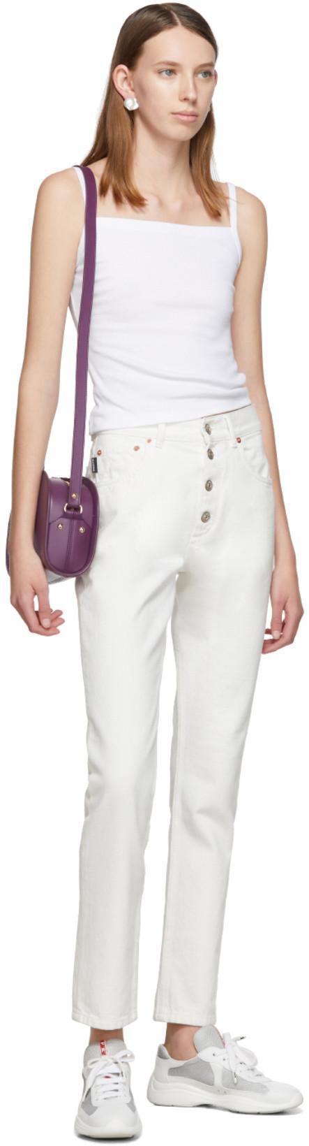 PRADA White Lace Up Sneakers In Multi