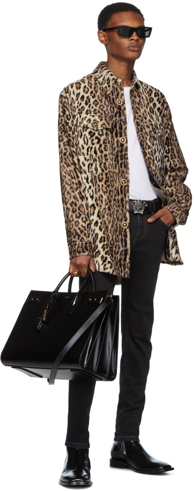 VERSACE La Medusa Reversible Leather Belt In Black