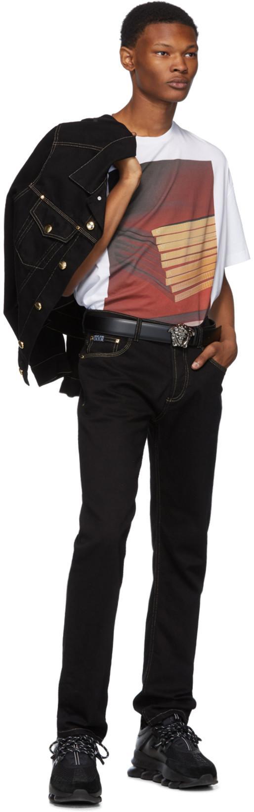 VERSACE La Medusa Reversible Leather Belt In Black