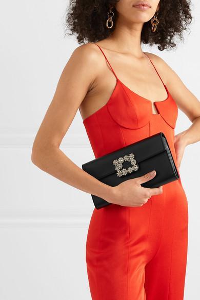 ROGER VIVIER Embellished Satin Pumps In Black