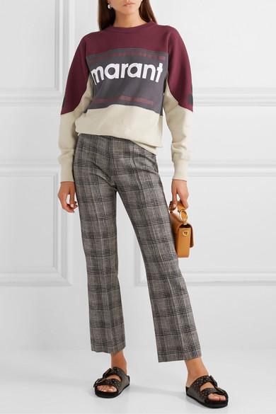 ISABEL MARANT Derys Checked Cotton-blend Straight-leg Pants In Black