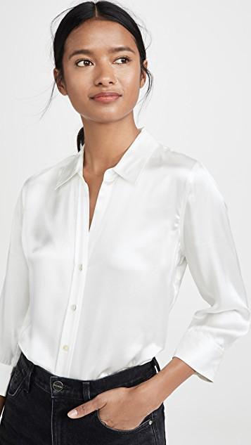 L'AGENCE Dani Silk Charmeuse Blouse In Ivory