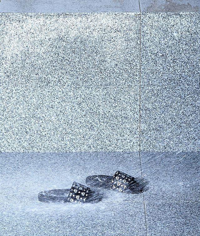 MCM Monogram Print Rubber Slides In Black