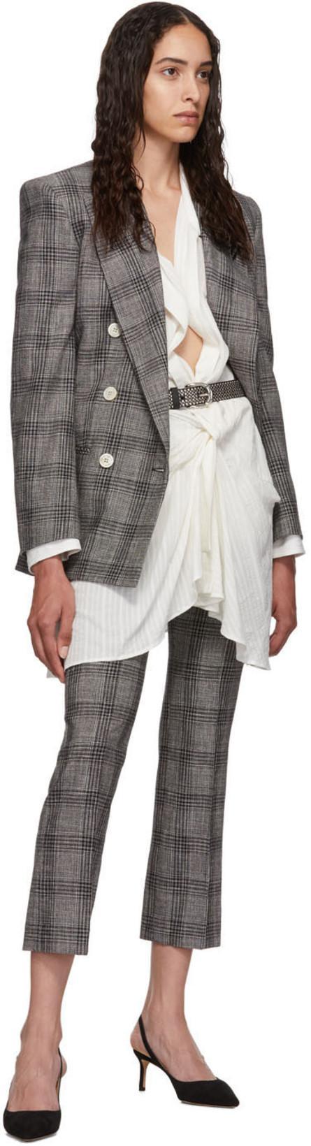 ISABEL MARANT Derys Checked Cotton-blend Straight-leg Pants In Black