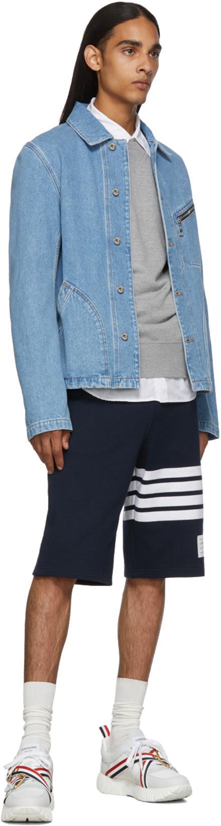 THOM BROWNE Classic 4-bar Sweatshirt In Blue