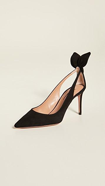 AQUAZZURA Suede Bow Stiletto Pumps In Black