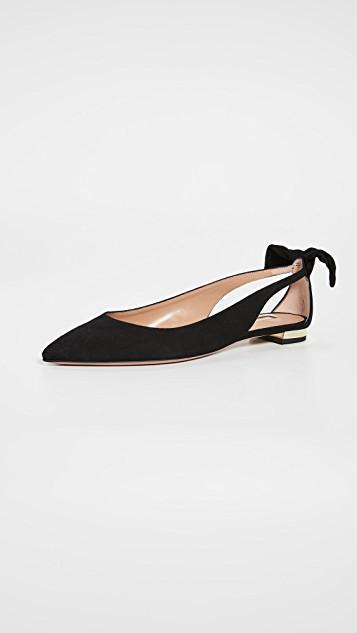 AQUAZZURA Forever Marilyn Cutout Ballet Flats In Black Suede