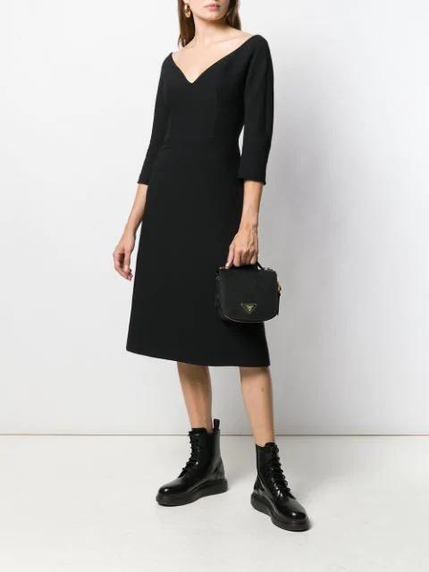 PRADA Mid-length V-neck Dress In Black