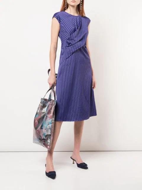 MANOLO BLAHNIK Kitten Heel Mules In Navy Blue Suede