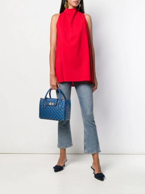 MANOLO BLAHNIK Kitten Heel Mules In Navy Blue Suede