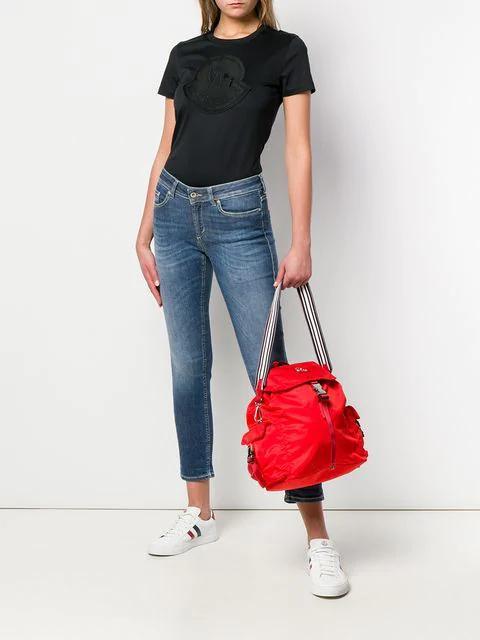 MONCLER Crewneck Cotton T-shirt Patch On Sleeve In Black