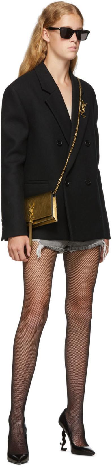 SAINT LAURENT Cassandre Crocodile Metal Brooch Accessories In Gold