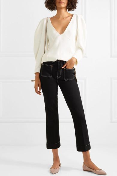 VALENTINO GARAVANI Valentino Pointed Toe Flat Shoes With Gold-tone Rockstuds In Pink