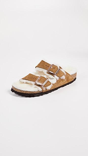 BIRKENSTOCK Arizona Shearling Sandal In Brown