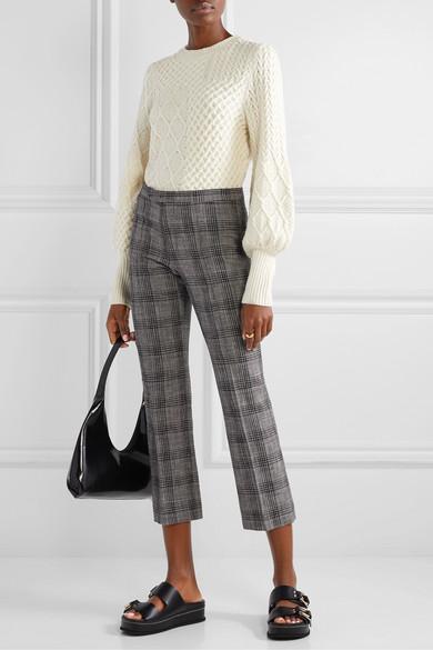 ISABEL MARANT Derys Checked Cotton-blend Straight-leg Pants In Black