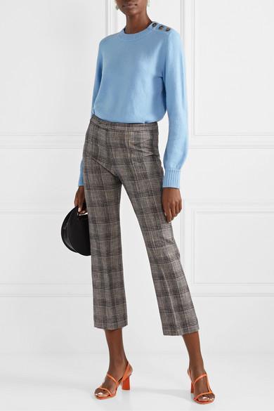 ISABEL MARANT Derys Checked Cotton-blend Straight-leg Pants In Black