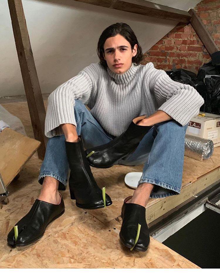 MAISON MARGIELA Vintage Leather Tabi Boots In Black