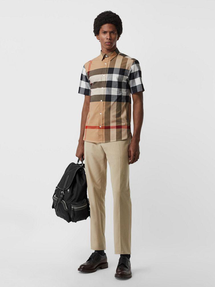 BURBERRY Men Cotton Shirt With Check Print In Multi