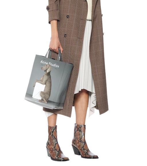 ACNE STUDIOS Braxton Snake-effect Leather Ankle Boots In Brown