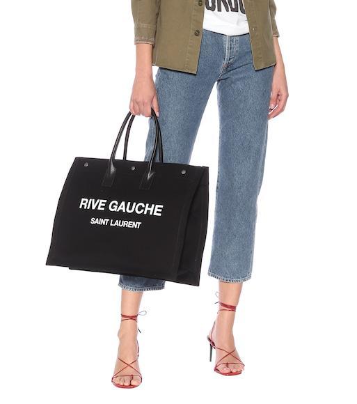 SAINT LAURENT Rive Gauche Tote Bag In Canvas In Black