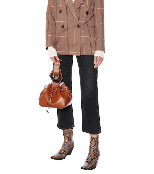 ACNE STUDIOS Braxton Snake-effect Leather Ankle Boots In Brown