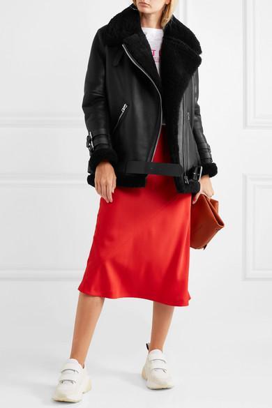 ACNE STUDIOS Shearling Aviator Jacket In Black Leather