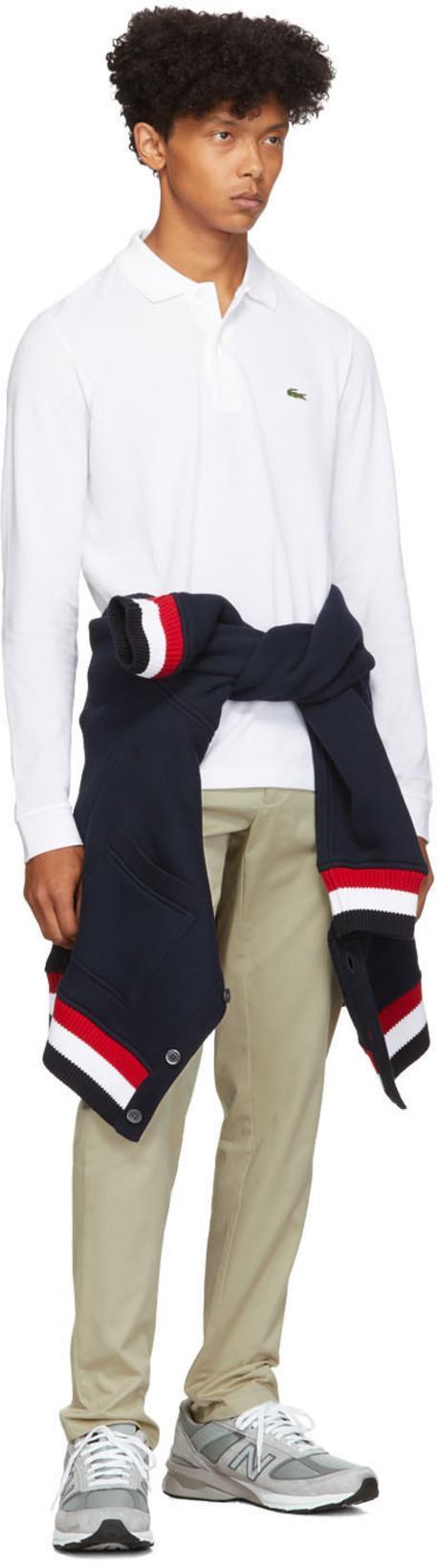 LACOSTE Loose Fit Pique Polo Shirt In White