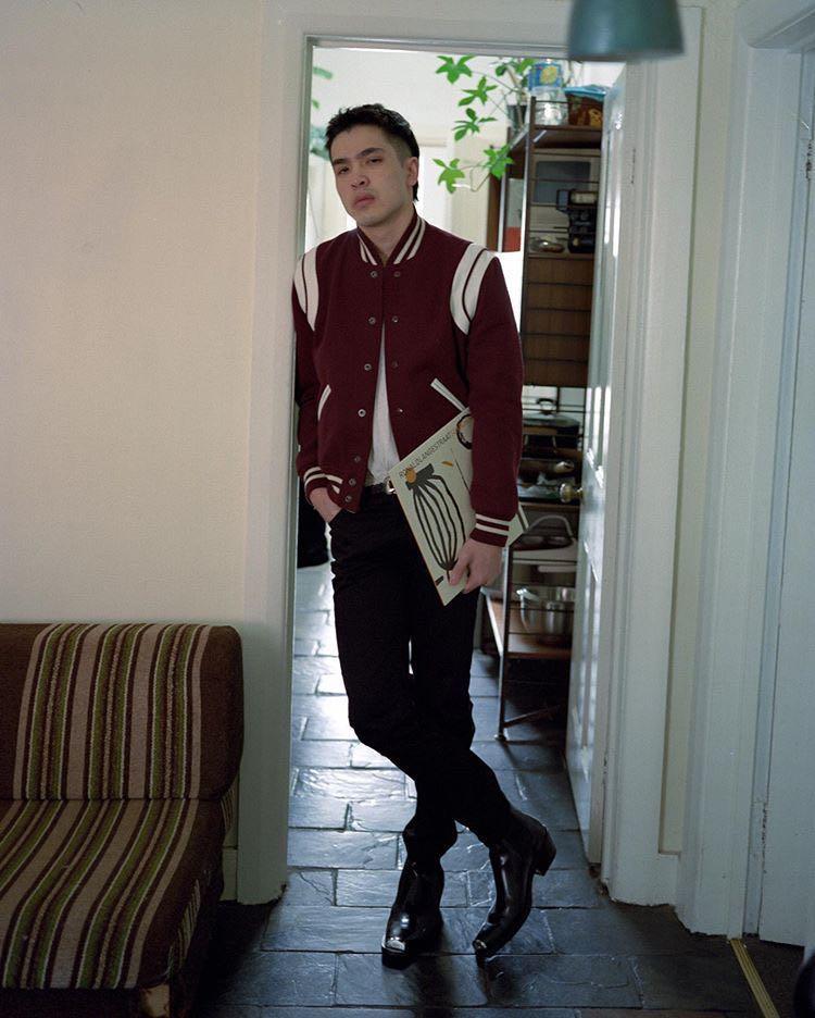 SAINT LAURENT Burgundy Wool Teddy Bomber Jacket In Bordeaux