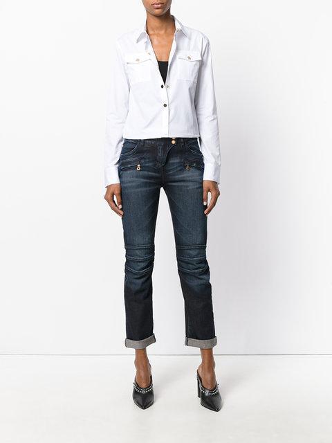 BALMAIN Silk Shirt With Padded Shoulders In White