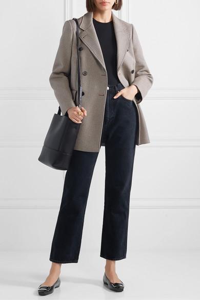 ROGER VIVIER Trompette Bellerine Glossed-leather Ballet Flats In Black