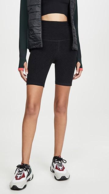 BEYOND YOGA Spacedye In The Mix High-waist Biker Shorts In Darkest Night