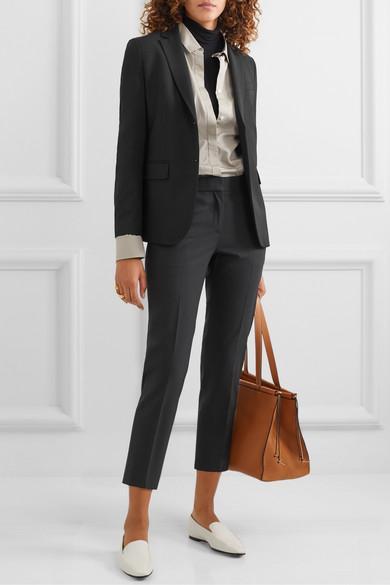 THEORY Treeca 2 Cropped Stretch-wool Slim-leg Pants In Black