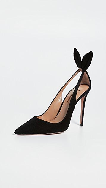 AQUAZZURA Suede Bow Stiletto Pumps In Black