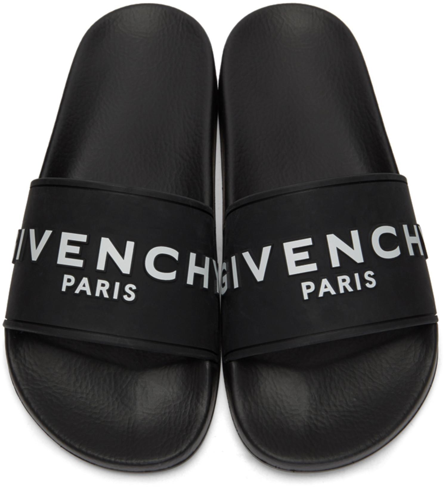GIVENCHY Logo Printed Rubber Slides In Black