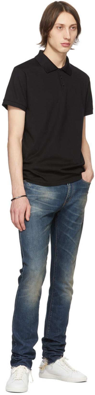 SAINT LAURENT Cassandre Polo Shirt In Black