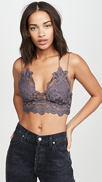 FREE PEOPLE Adella Longline Lace Bralette In Pink Petal In Neutral
