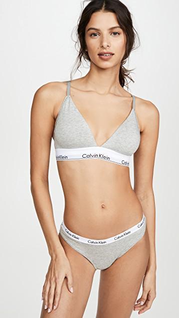 CALVIN KLEIN UNDERWEAR Modern Cotton Lightly Lined Triangle Bralette In Grey