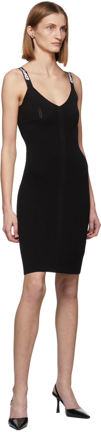 OFF-WHITE Logo Strap Knitted Mini Dress In Black